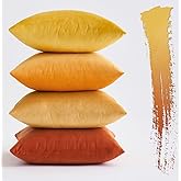 MIULEE Velvet Cushion Cover, 40 x 40 cm, Orange Series Set of 4, Sofa Cushions, Velvet Cushion, Decorative Cushion, Couch Cus