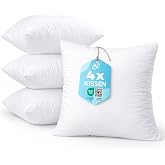 Flowen Cushion 50 x 50 cm Pillow Set of 4 for Sofa and Bed Inner Cushion Hypoallergenic Anti-Dust Mite Cushion Filling with S