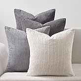 Topfinel Cushion Covers 40 x 40 cm, Grey, Set of 4 Corduroy Cushion Covers, Decorative Cushion Cover for Sofa, Bedroom, Livin