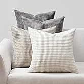 Topfinel Cushion Cover, 40 x 40 cm, Grey, Set of 4, Corduroy Gradient Cushion Covers, Decorative Cushion Cover, Sofa Cushion,