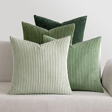 MIULEE Corduroy Cushion Covers, Soft, Decorative Sofa Cushion Covers, Square, Decorative, Striped, for Living Room, Pack of 4