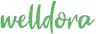 Green cursive text spelling 'welldora' on a black background.