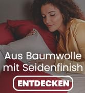 Text reads 'Aus Baumwolle' and 'mit Seidefinish'. Product photography sequence showing textile or fabric material.